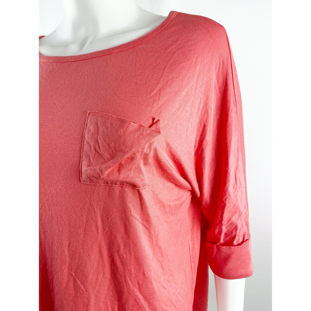 NEW Chaser Coral Pink Shirttail Top Rolltab Sleeve - Picture 4 of 7